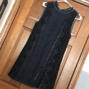 Blue velvet and black lace dress size M NWT